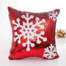 Axyaa Mermaid Snowflake Deer Sequin Red Christmas Pillow Cover