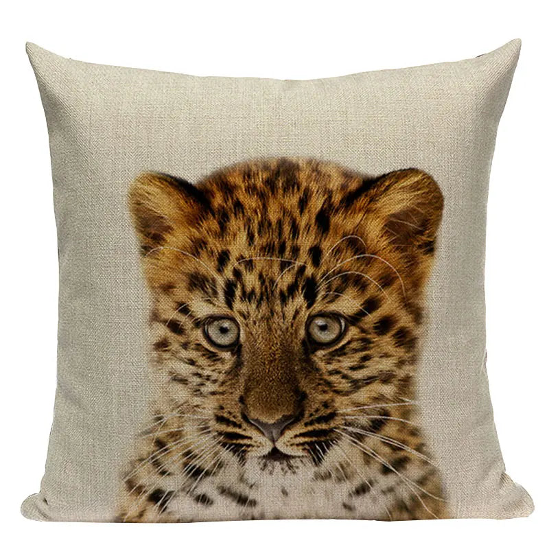 Axyaa Animal Series Cushion Cover: Tiger Elephant Monkey Pillow Cover Home Decor