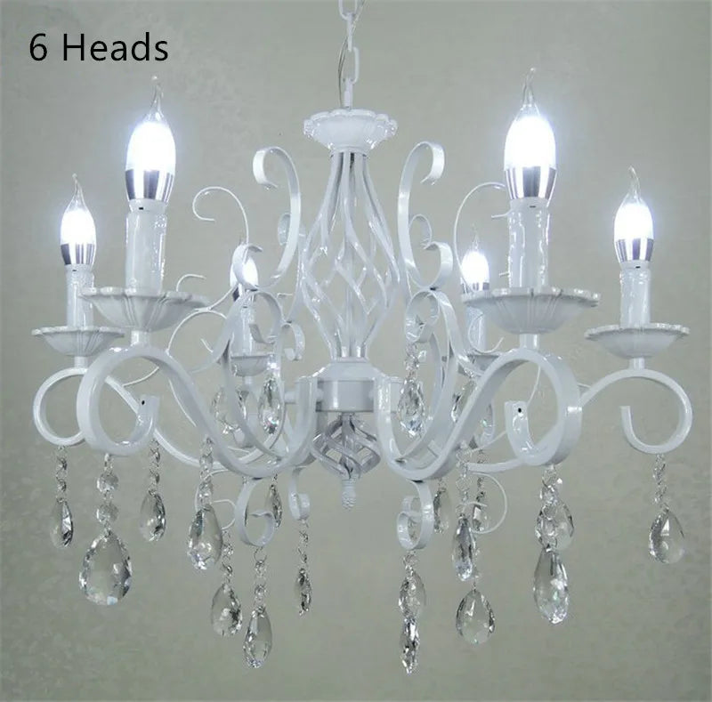 Axyaa Retro Wrought Iron Crystal Chandelier with E14 Candle Lights