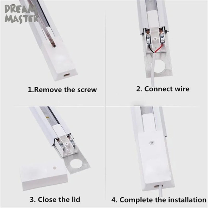 Axyaa 4pc 2-Wire Ceiling Track Rail Connector Set for LED Spotlight Rail