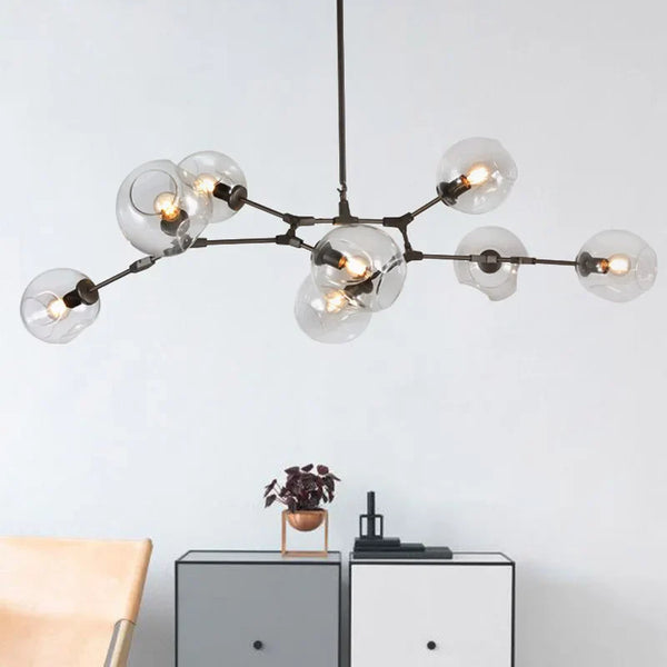 Axyaa Modern Globe Glass Chandelier for Living Room/Restaurant - Industrial E27 Lamps
