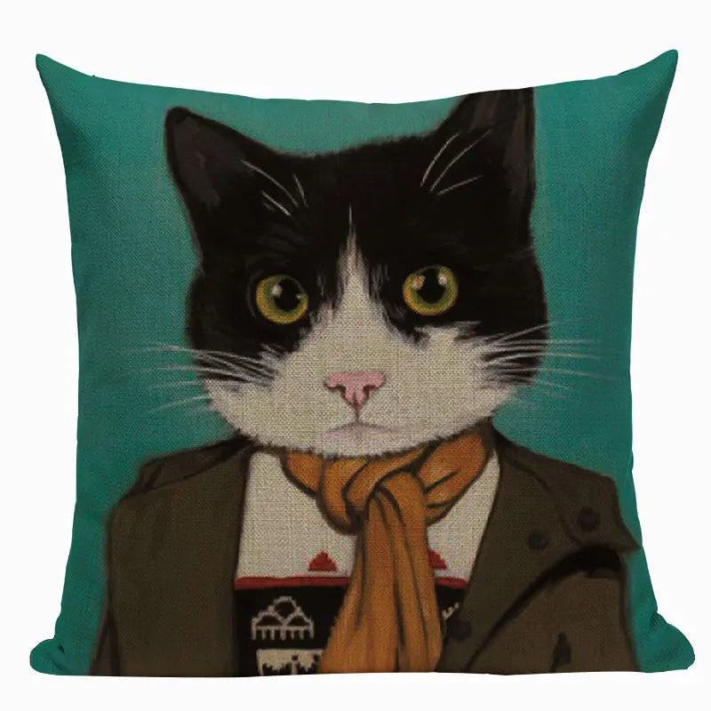 Axyaa Meow Star Cat Cushion Cover 45x45cm - Cute Cartoon Animal Design