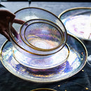Axya Gold Hammer Grain Glass Bowl Dish Salad Fruit Plate - Dazzle Color Glass