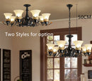 Axyaa Loft Pendant Chandelier with LED Bulb, Wrought Iron and Glass Cover