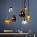 Axyaa Nordic Glass LED Pendant Lamp: Vintage Glass Ball Hanging Light Fixtures