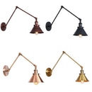 Axyaa Vintage E27 Industrial Sconce Wall Lamp, Long Arm Retro Black Copper Wandlamp