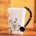 Axyaa Music Violin Guitar Ceramic Mug with Handle - Novelty Stave Coffee Cup
