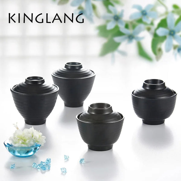 Axya Japanese Restaurant Tableware Miso Soup Bowl with Lid Melamine Plastic Soup Cup Bowl