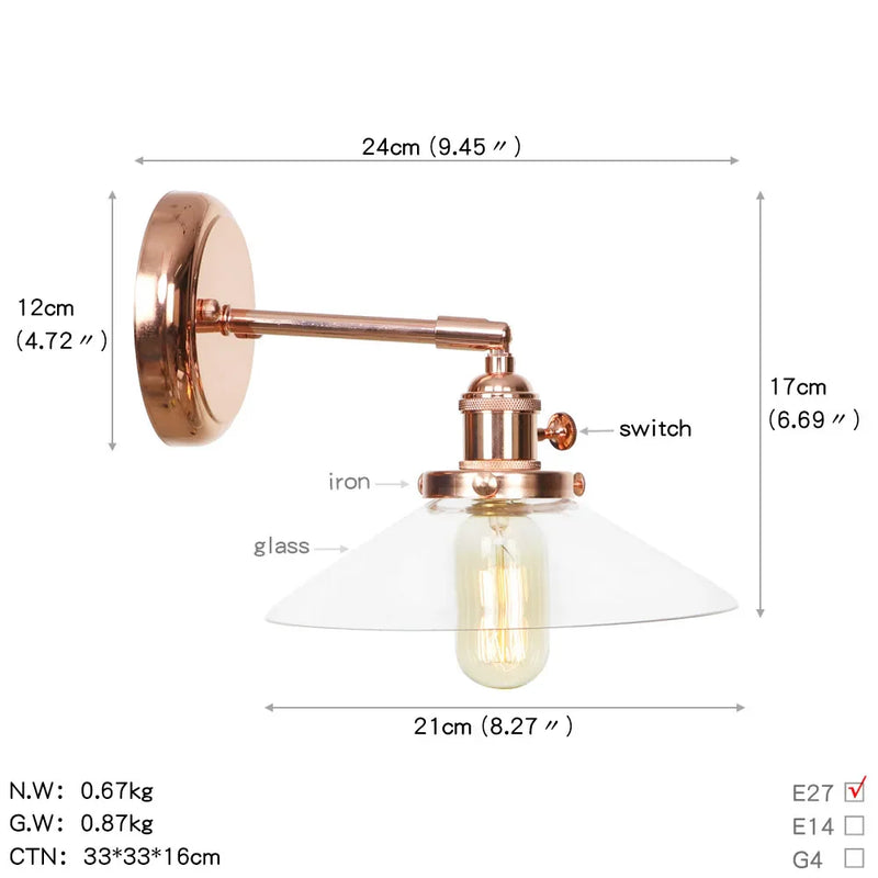 Axyaa Nordic Rose Gold Wall Lamp LED Sconce for Bedroom Bathroom Mirror