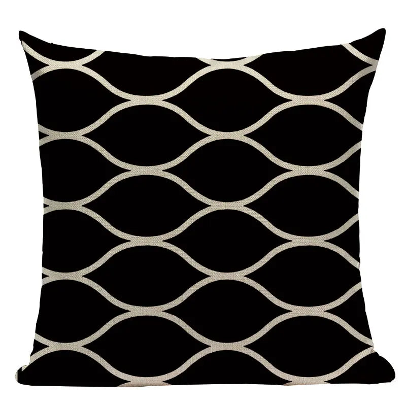 Axyaa Geometric Linen Cushion Cover 45x45cm - High Quality Decor Pillow