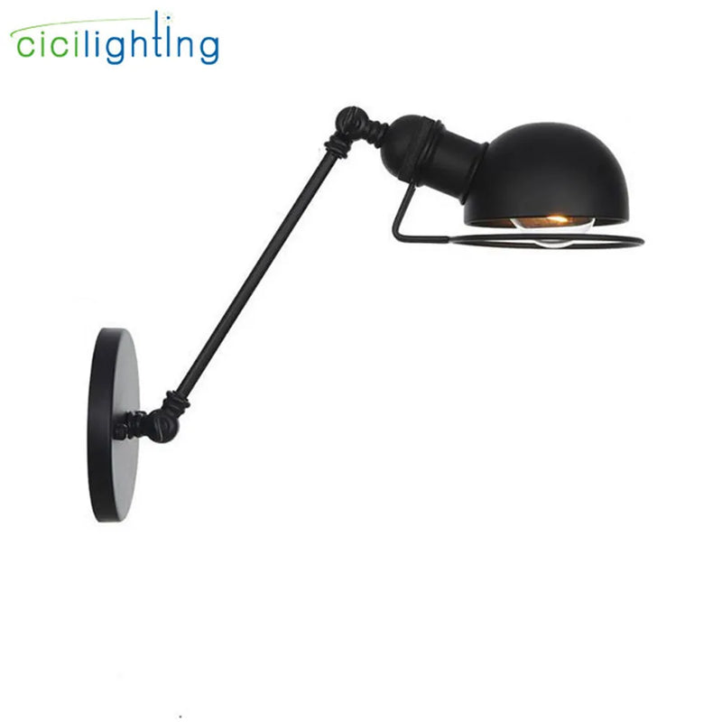 Axyaa Double Swing Arm Wall Light with Metal Lampshade, Industrial Design