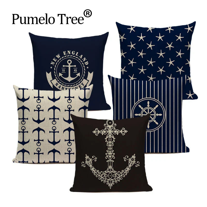 Nautical Anchor Velvet Throw Pillows for Home & Car Decor by Axyaa