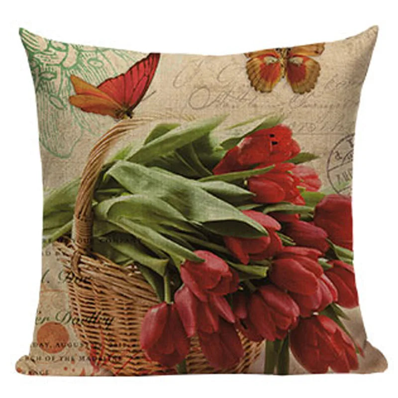Retro Flower Cushion Cover - Axyaa Brand - Home Decor Luxury Pillows