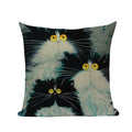 Square Cat Pillow Covers by Axyaa: Cute Cartoon Print Sofa Throw Pillow Cover