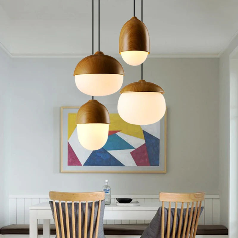 Axyaa Nordic Nuts Pendant Lamp with Imitation Wood Design
