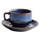 Axya Dim Blue Ceramic Coffee Cup and Saucer Set - Retro Tableware