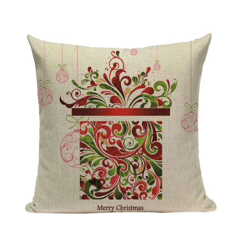 Axyaa Christmas Santa Claus Cushion Cover 45X45cm Deer Pillow Cases Kids Gift