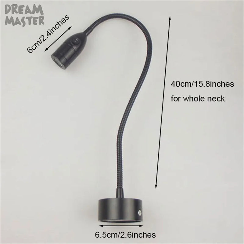 Axyaa LED Adjustable Wall Lamp 3W Switch Bedside Reading Light