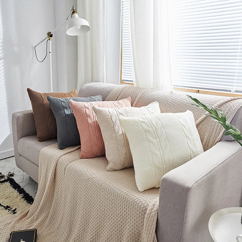 Axyaa Cable Knit Cushion Cover Soft Solid Pillow Case, 45cm*45cm, 5 Colors