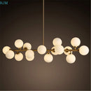Axyaa Nordic Glass Ball Chandelier: Modern E27 Gold Iron Hanging Lamp for Home, Shop & Restaurant