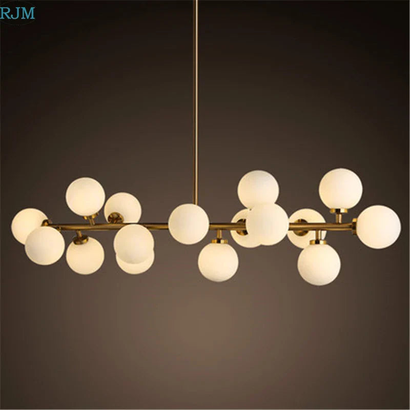 Axyaa Nordic Glass Ball Chandelier: Modern E27 Gold Iron Hanging Lamp for Home, Shop & Restaurant