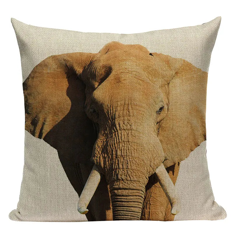 Axyaa Animal Series Cushion Cover: Tiger Elephant Monkey Pillow Cover Home Decor