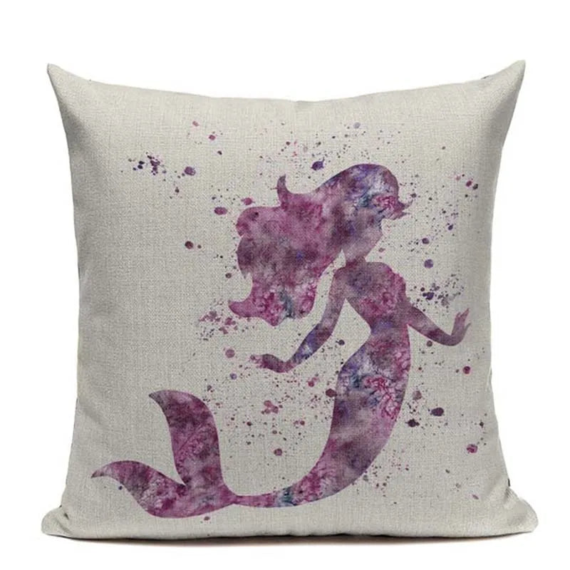 Axyaa Mermaid Pillowcase Ocean Style Cushion Cover 45x45cm Square Home Decor