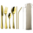 Axyaa 6-Piece Blue Dinnerware Set with Colorful Stainless Steel Cutlery