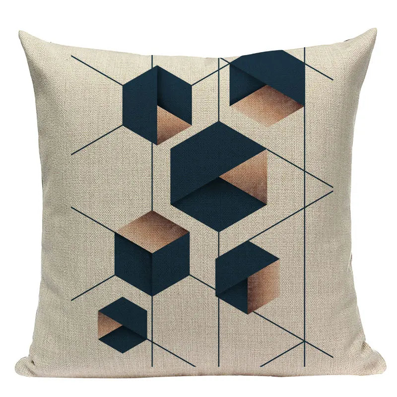 Axyaa Striped Geometric Cushion Cover 45x45cm in Black, Blue