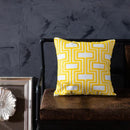Axyaa Yellow Geometric Embroidered Cushion Cover 45x45cm