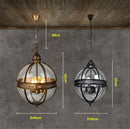Axyaa Vintage Loft Globe Pendant Lights with Wrought Iron Glass Shade