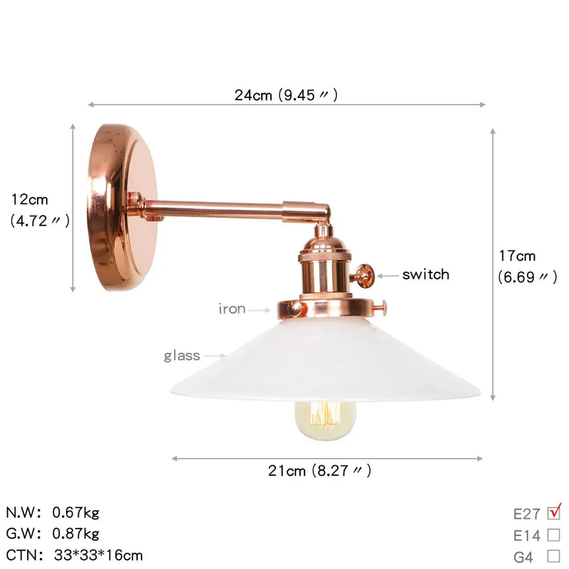 Axyaa Nordic Rose Gold Wall Lamp LED Sconce for Bedroom Bathroom Mirror