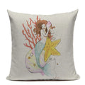 Axyaa Mermaid Pillowcase Ocean Style Cushion Cover 45x45cm Square Home Decor
