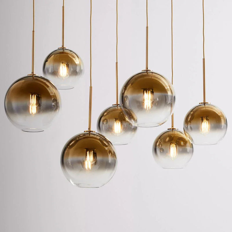 Axyaa Modern Glass Ball Pendant Light Gradient Hanging Lamp for Dining and Living Room