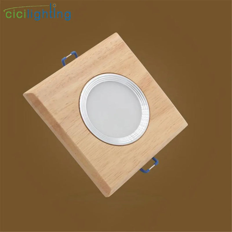 Axyaa 5W Square Wood LED Downlight for Modern Industrial Office or Home Cabinet Lighting