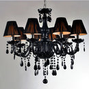 Axyaa Black Crystal Chandelier Lamps with Fabric Lampshades - Modern Style for Home