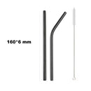 Axyaa Stainless Steel Colorful Bent Straws Set with Cleaner Brush