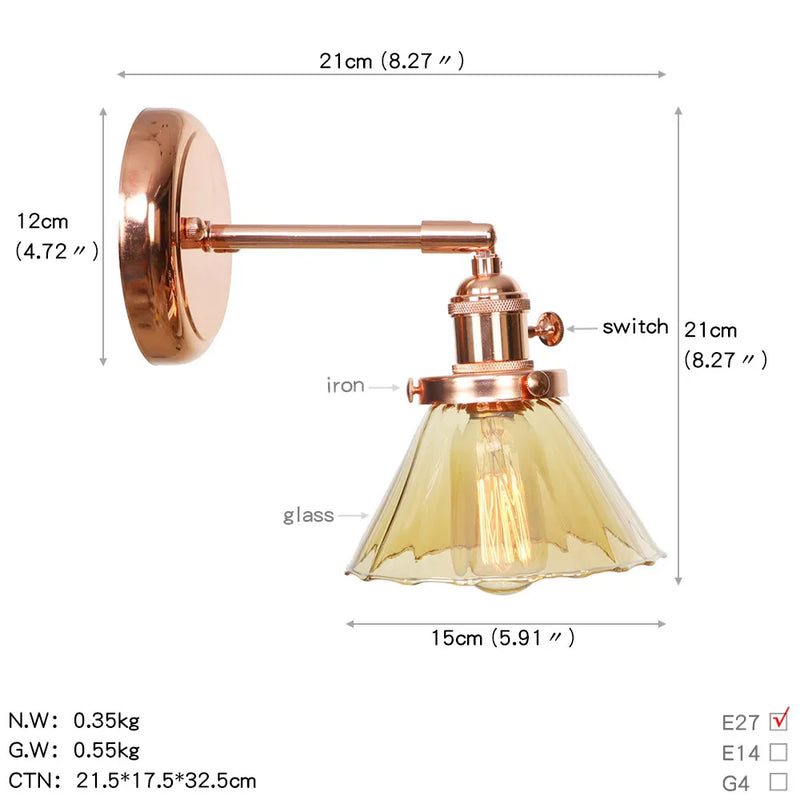 Axyaa Nordic Rose Gold Wall Lamp LED Sconce for Bedroom Bathroom Mirror