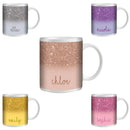 Custom Glitter Effect Tea Coffee Mug Cup Gift with Personalized Name Text - Axyaa Brand
