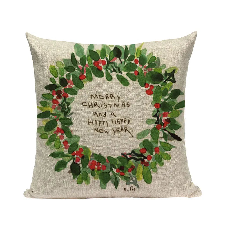 Axyaa Christmas Santa Claus Cushion Cover 45X45cm Deer Pillow Cases Kids Gift
