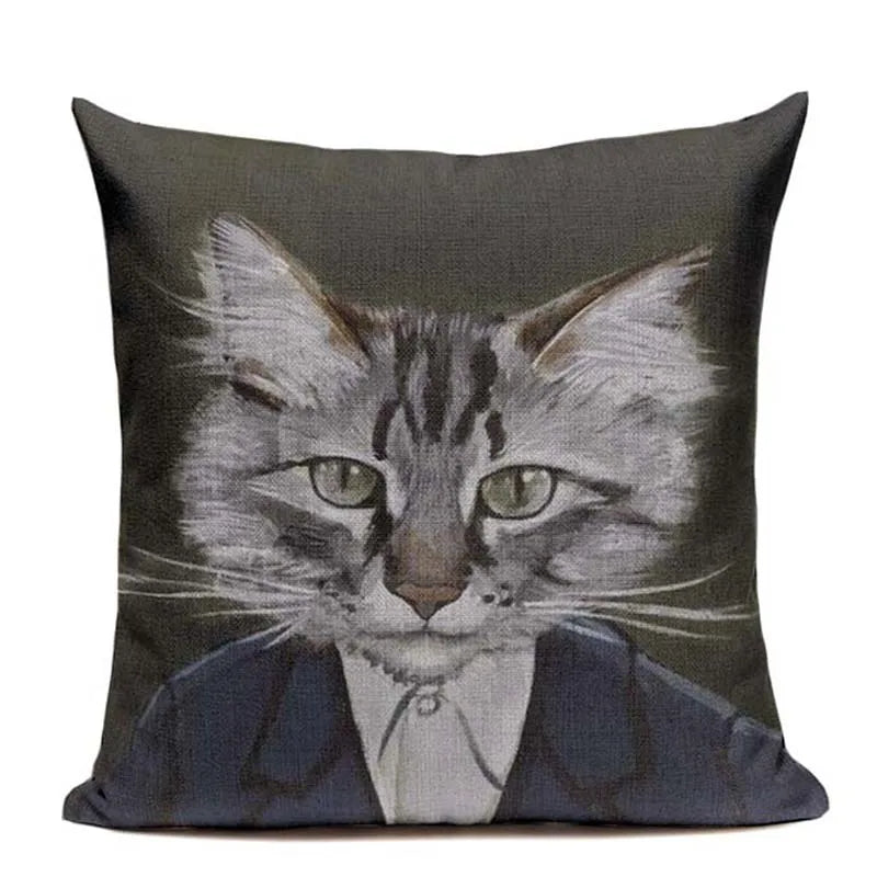 Axyaa Cartoon Cat Cushion Cover: High Quality Linen Sofa Home Decor Pillowcase