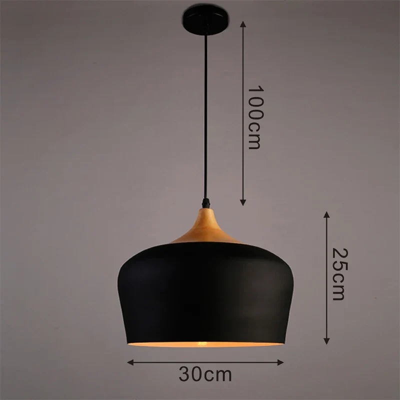 Axya Wood Aluminum Pendant Light 30/35cm Dia Modern LED Hanging Fixture