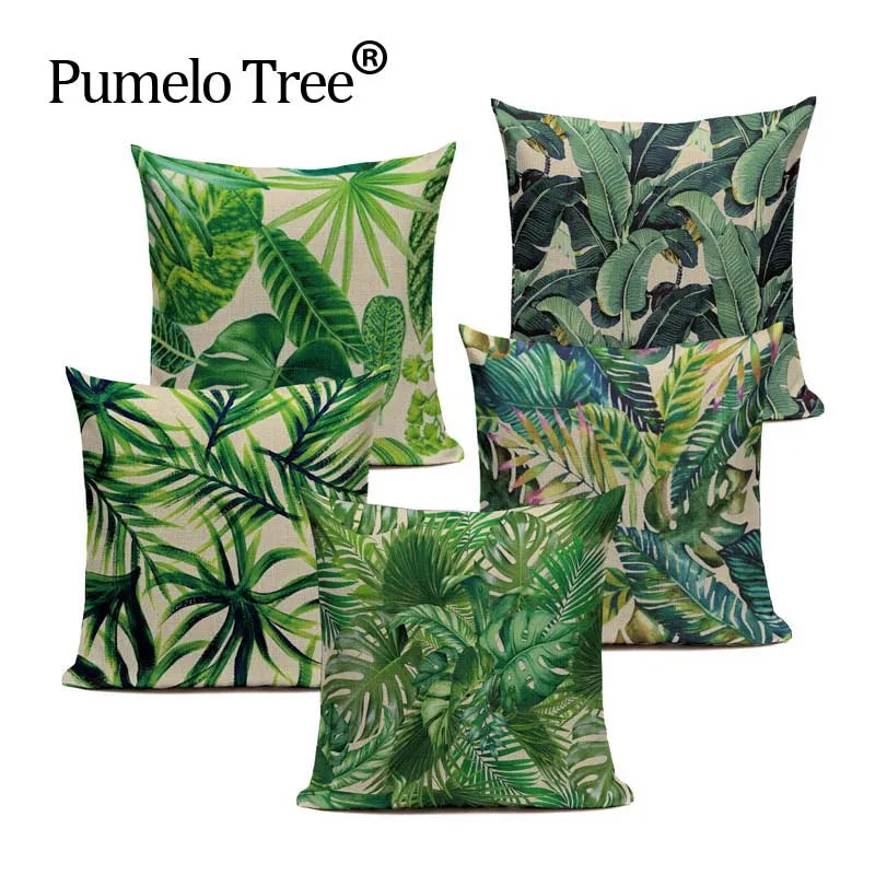 Axyaa Tropical Plant Banana Leaf Throw Pillow Cover for High Quality Home Decor