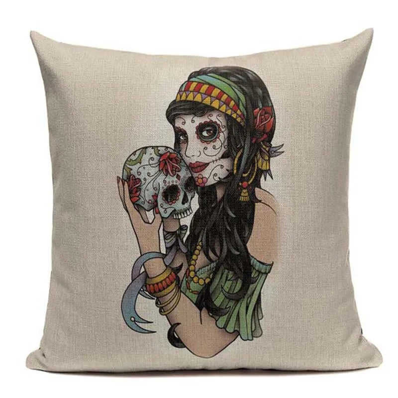 Axyaa Mexican Skull Cushion Covers: High-Quality Black Throw Pillow Cases