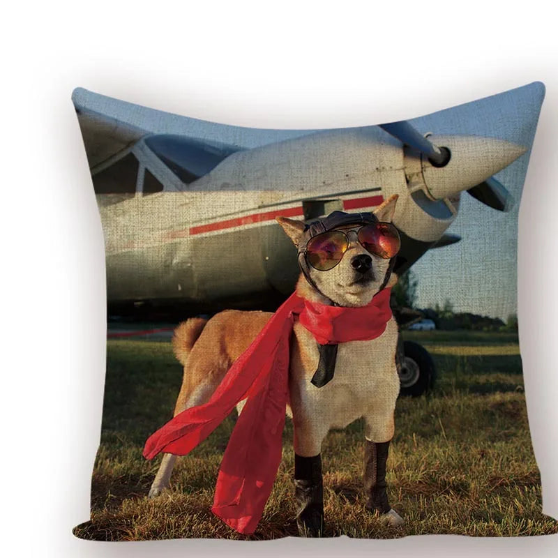 Axyaa Animal Dog Pillow Covers: Golden Retriever, Boston Terrier, Chihuahua Decor