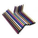 Axyaa Stainless Steel Colorful Bent Straws Set with Cleaner Brush