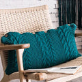 Axyaa Red Peacock Coffee Ivory Knit Cushion Cover 35x65cm for Sofa Bed Decor