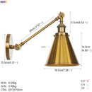 Axyaa Industrial Retro Wall Lamp Swing Arm Sconce Gold Vintage Apliques Pared