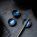 Axya Blue Ceramic Soup Spoon & Soy Sauce Dish Set