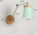 Axyaa Modern Nordic Wooden LED Swing Arm Wall Lamp Fixtures for Living Room & Bathroom